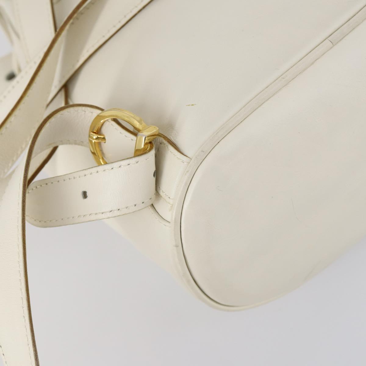 Salvatore Ferragamo Backpack Leather White Gold Auth 154163