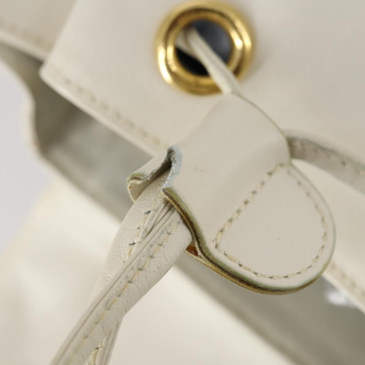 Salvatore Ferragamo Backpack Leather White Gold Auth 154163