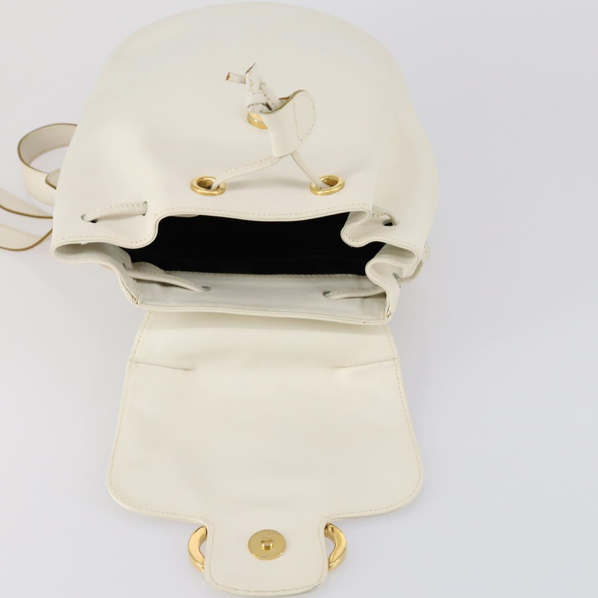 Salvatore Ferragamo Backpack Leather White Gold Auth 154163