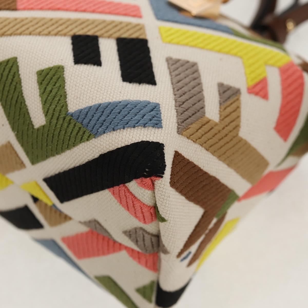 FENDI Zucca Canvas Mini By The Way Hand Bag 2way Multicolor Gold Auth 154164M