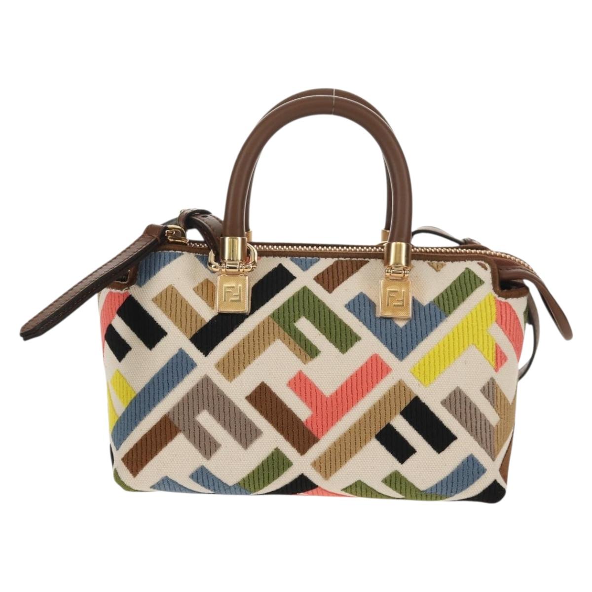 FENDI Zucca Canvas Mini By The Way Hand Bag 2way Multicolor Gold Auth 154164M