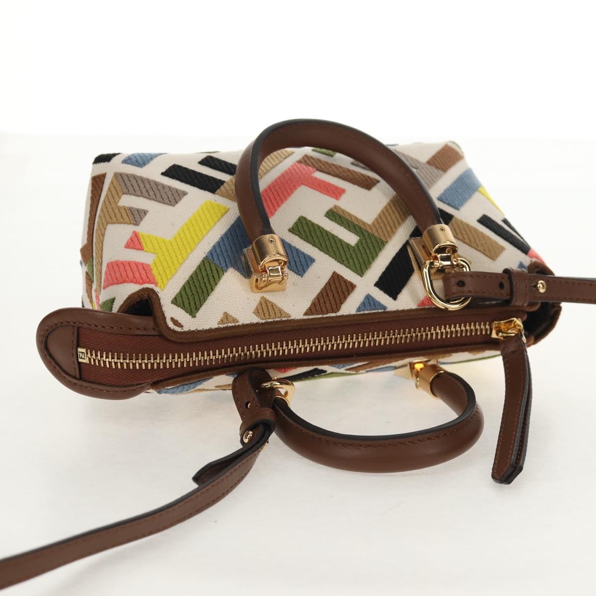 FENDI Zucca Canvas Mini By The Way Hand Bag 2way Multicolor Gold Auth 154164M