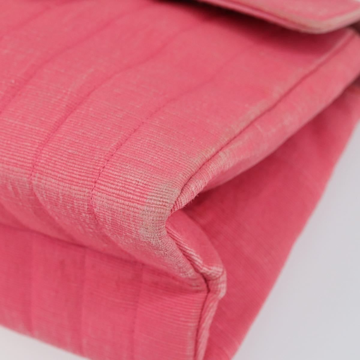 CHANEL Mademoiselle Chain Shoulder Bag Canvas Pink Gold CC Auth 154165