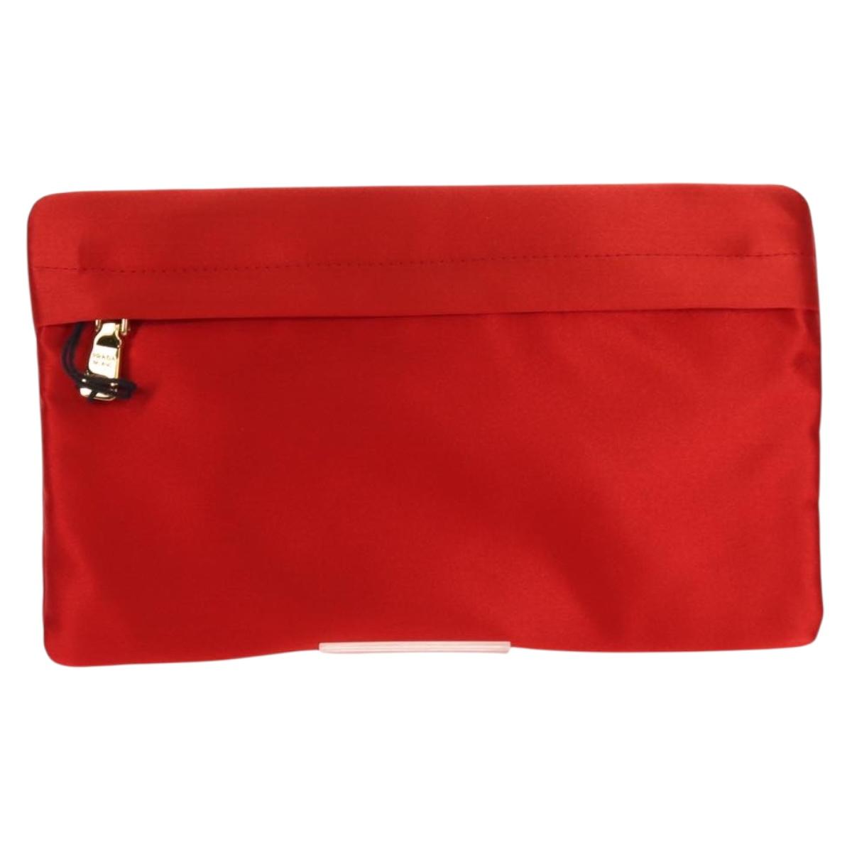 PRADA Pouch Satin Purple Gold Auth 154166M