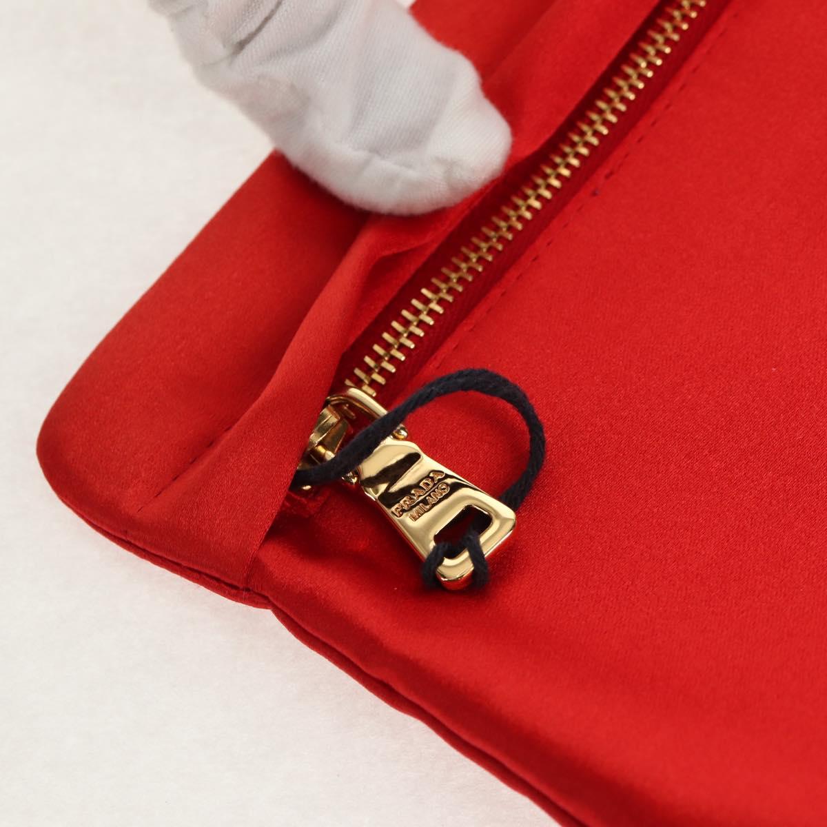 PRADA Pouch Satin Purple Gold Auth 154166M