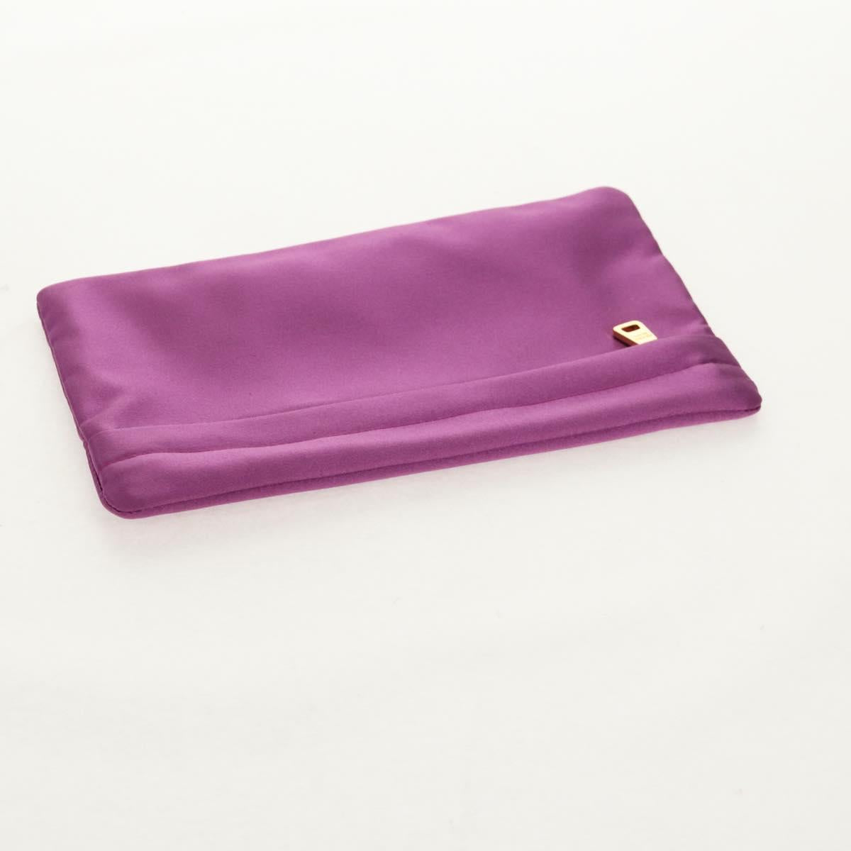 PRADA Pouch Satin Purple Gold Auth 154166M