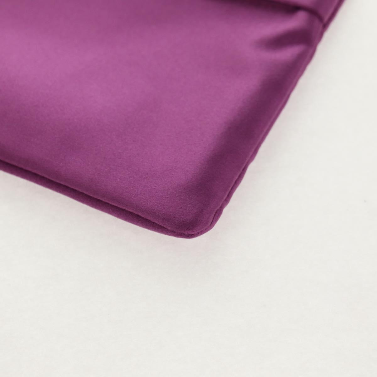 PRADA Pouch Satin Purple Gold Auth 154166M