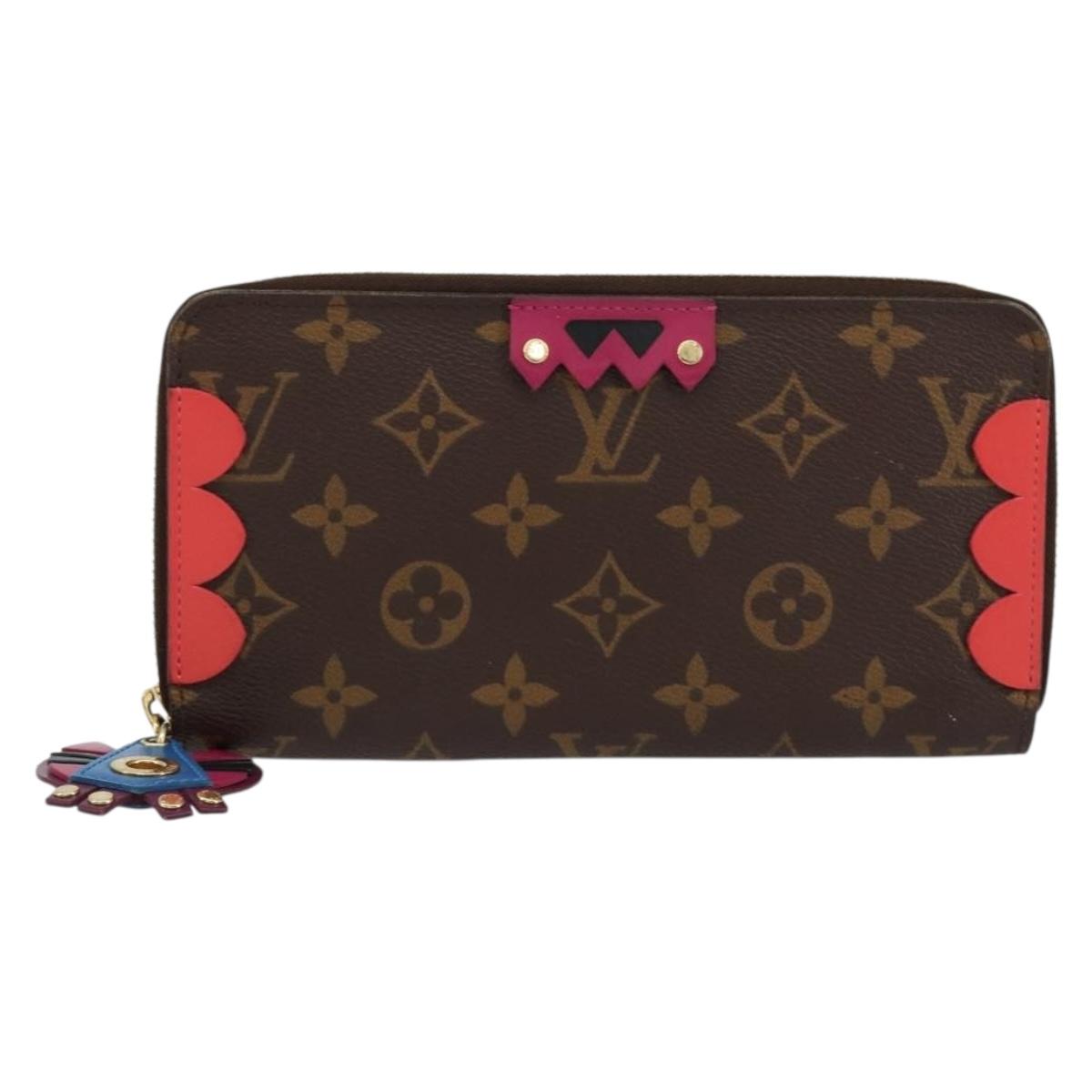 LOUIS VUITTON Monogram Totem Zippy Wallet Purple Red blue M61364 LV Auth 154173