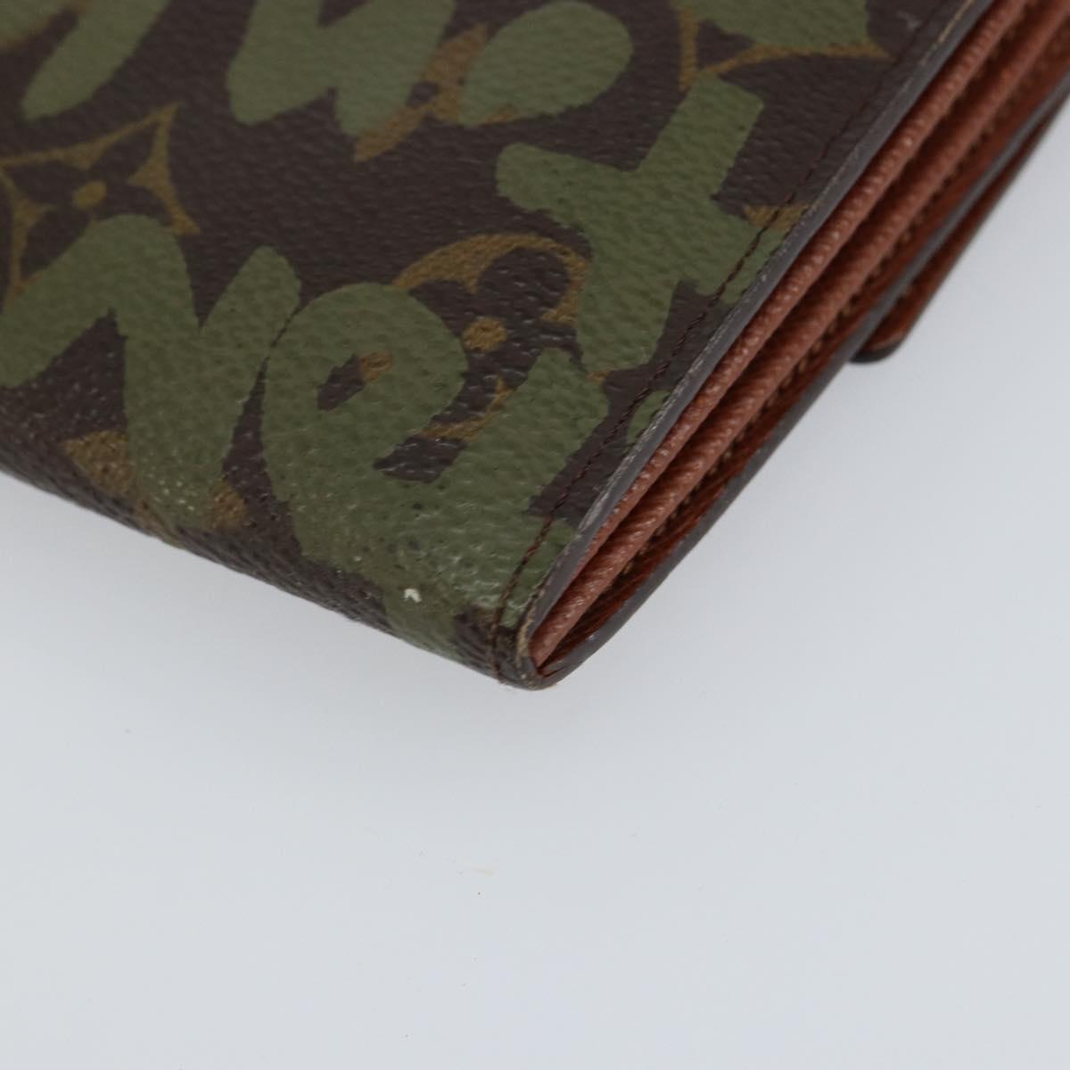 LOUIS VUITTON Graffiti Porte Monnaie Credit Wallet Khaki M92188 Auth 154174V