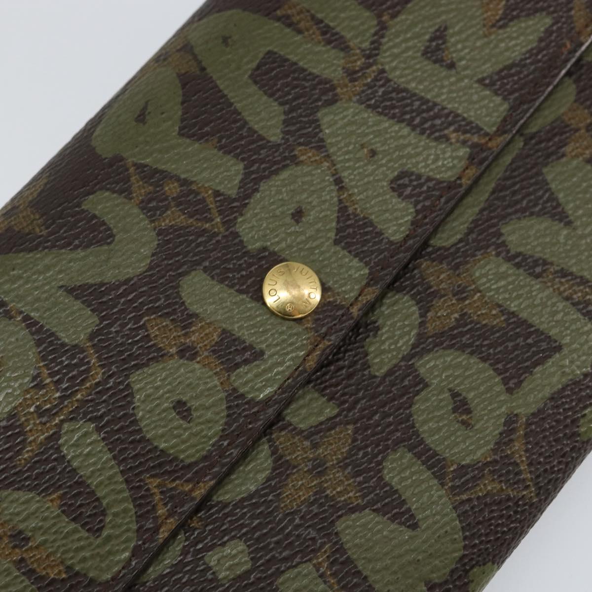 LOUIS VUITTON Graffiti Porte Monnaie Credit Wallet Khaki M92188 Auth 154174V