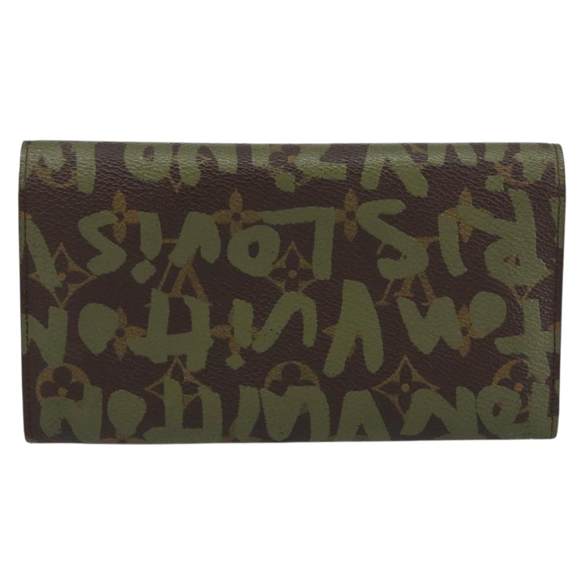 LOUIS VUITTON Graffiti Porte Monnaie Credit Wallet Khaki M92188 Auth 154174V