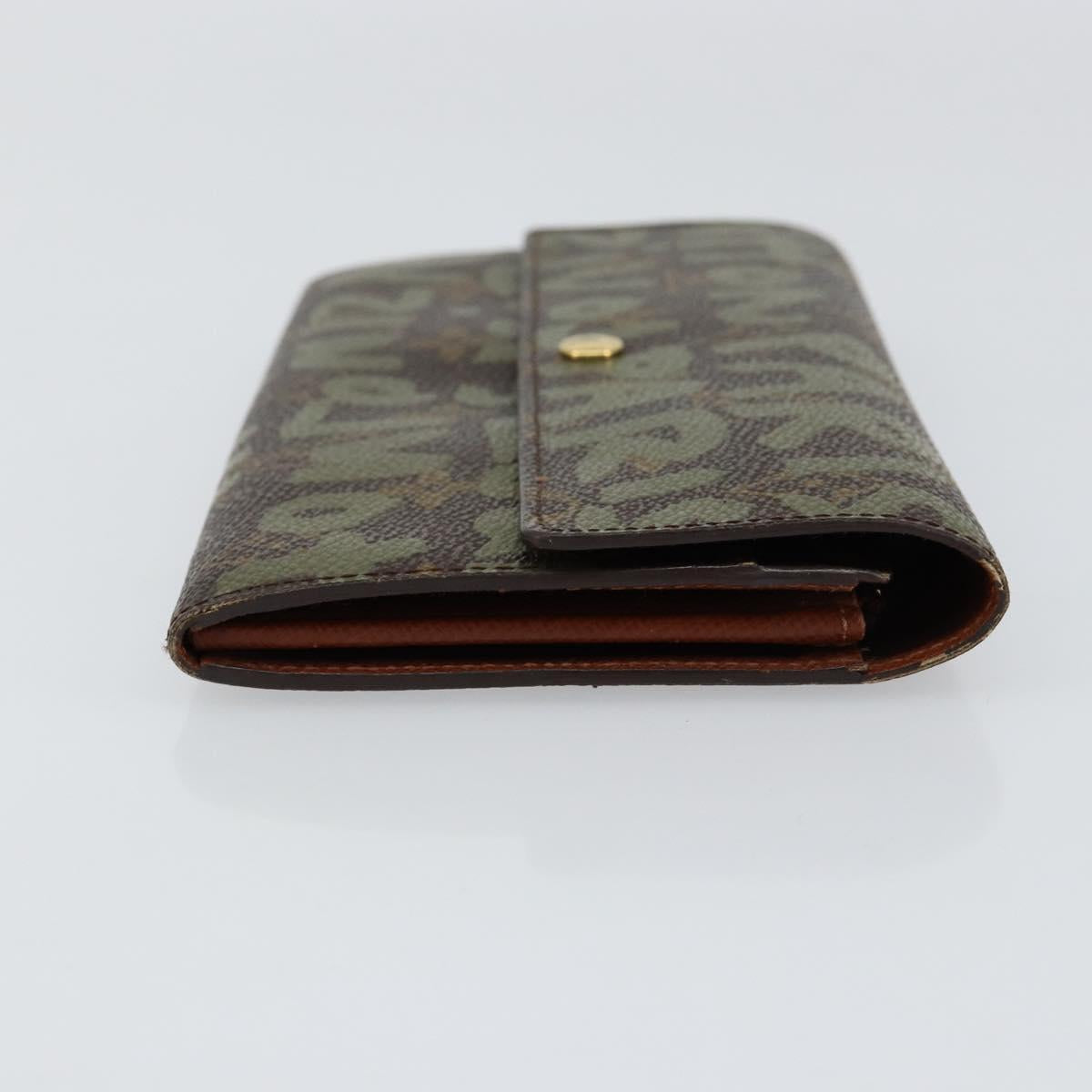 LOUIS VUITTON Graffiti Porte Monnaie Credit Wallet Khaki M92188 Auth 154174V