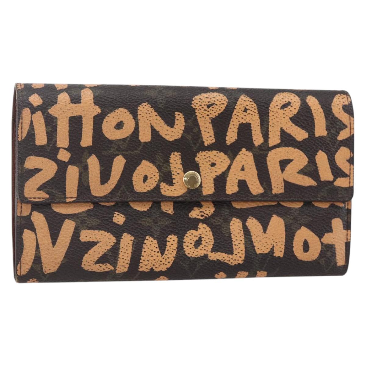LOUIS VUITTON Graffiti Porte Monnaie Credit Wallet Orange M92190 LV Auth 154175