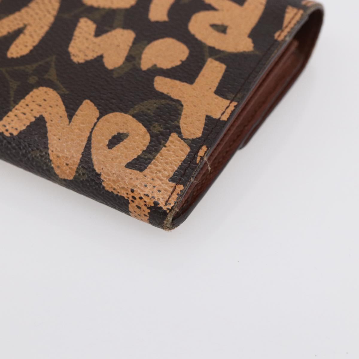 LOUIS VUITTON Graffiti Porte Monnaie Credit Wallet Orange M92190 LV Auth 154175