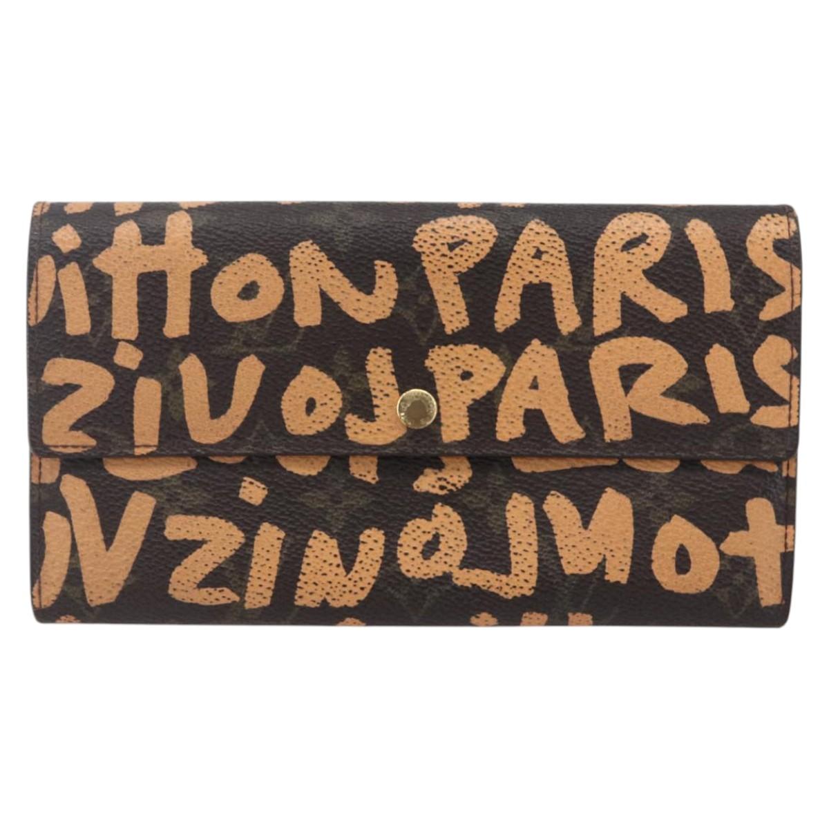 LOUIS VUITTON Graffiti Porte Monnaie Credit Wallet Orange M92190 LV Auth 154175