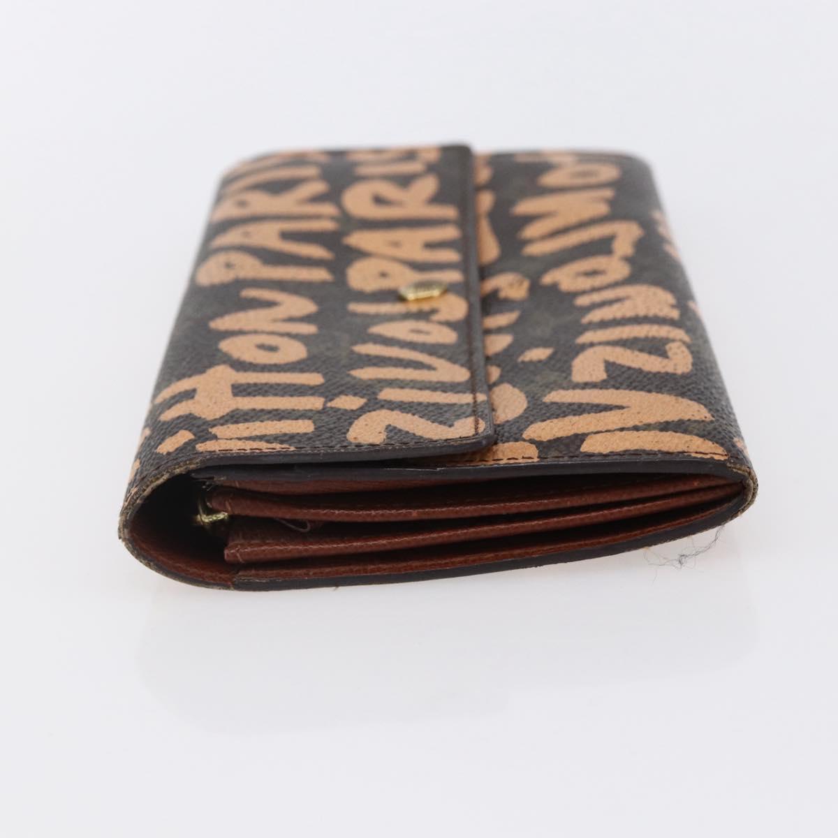 LOUIS VUITTON Graffiti Porte Monnaie Credit Wallet Orange M92190 LV Auth 154175