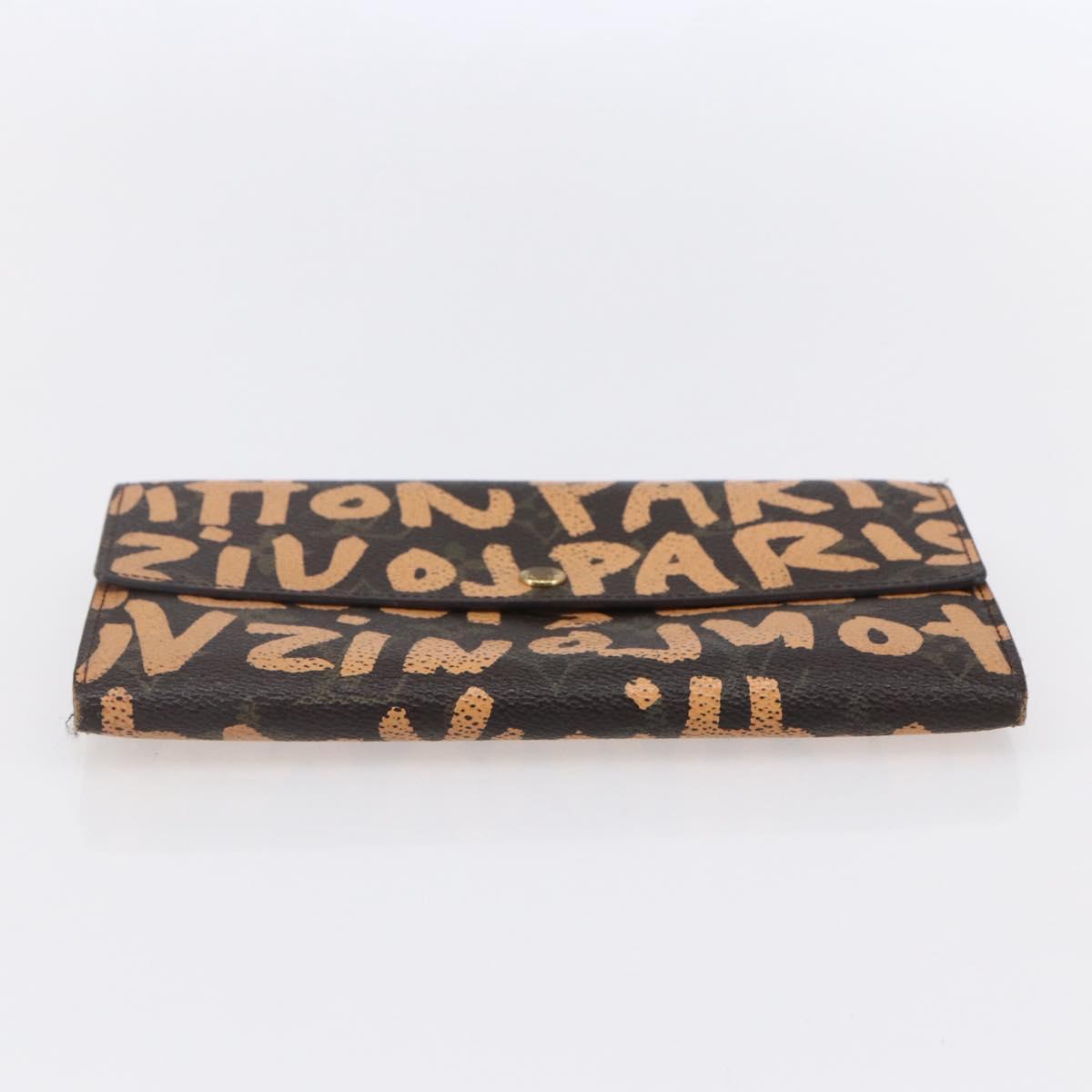 LOUIS VUITTON Graffiti Porte Monnaie Credit Wallet Orange M92190 LV Auth 154175