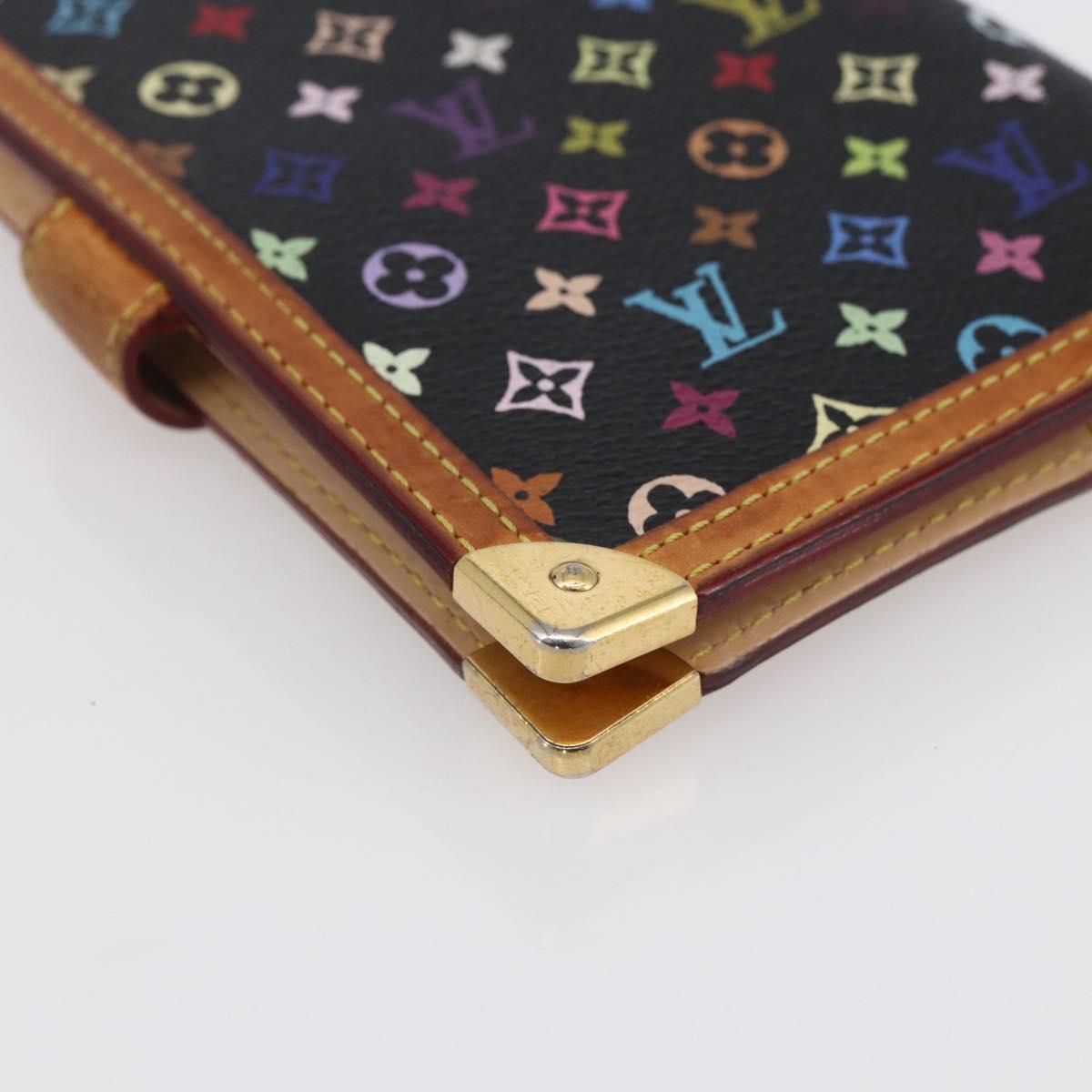 LOUIS VUITTON Multicolor Agenda PM Day Planner Cover Black R20895 LV Auth 154177