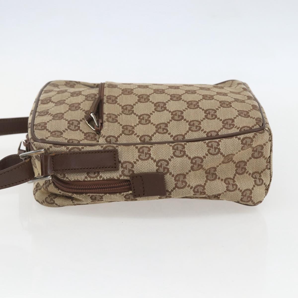 GUCCI GG Canvas Shoulder Bag Beige Silver 018 1612 Auth 154191