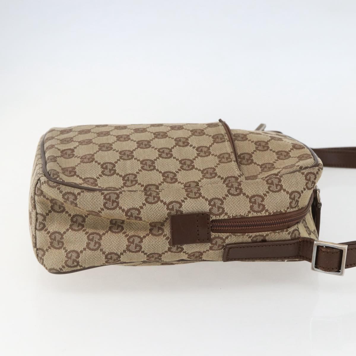 GUCCI GG Canvas Shoulder Bag Beige Silver 018 1612 Auth 154191