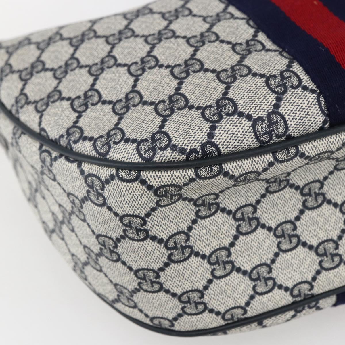 GUCCI GG Supreme Sherry Line Shoulder Bag PVC Navy Gold 10 12 3840 Auth 154192