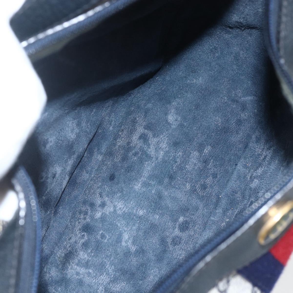 GUCCI GG Supreme Sherry Line Shoulder Bag PVC Navy Gold 10 12 3840 Auth 154192