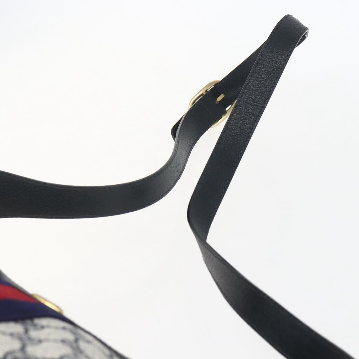 GUCCI GG Supreme Sherry Line Shoulder Bag PVC Navy Gold 10 12 3840 Auth 154192