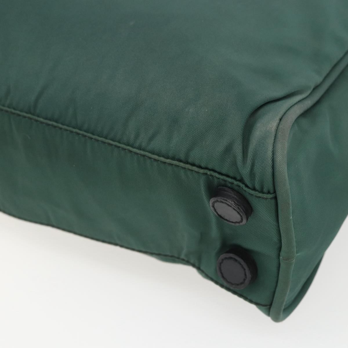 PRADA Hand Bag Nylon Green Silver Auth 154193
