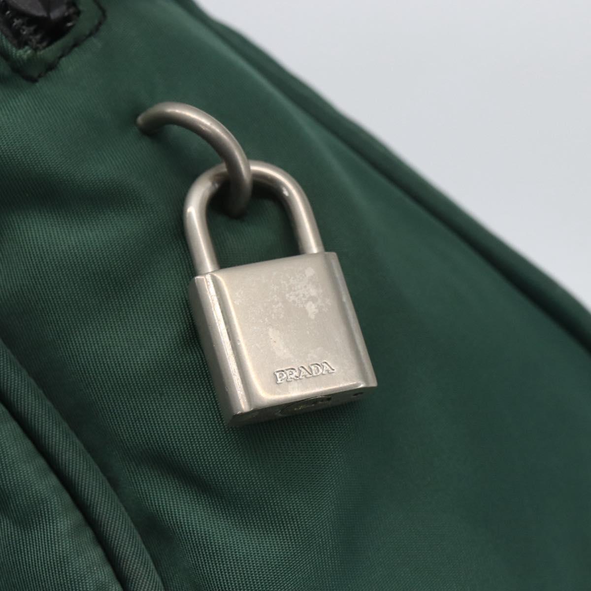 PRADA Hand Bag Nylon Green Silver Auth 154193