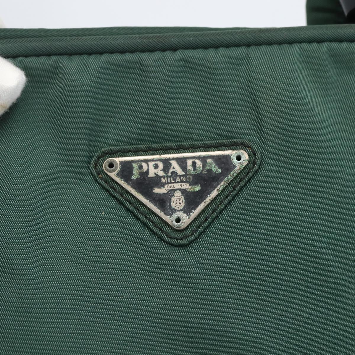 PRADA Hand Bag Nylon Green Silver Auth 154193