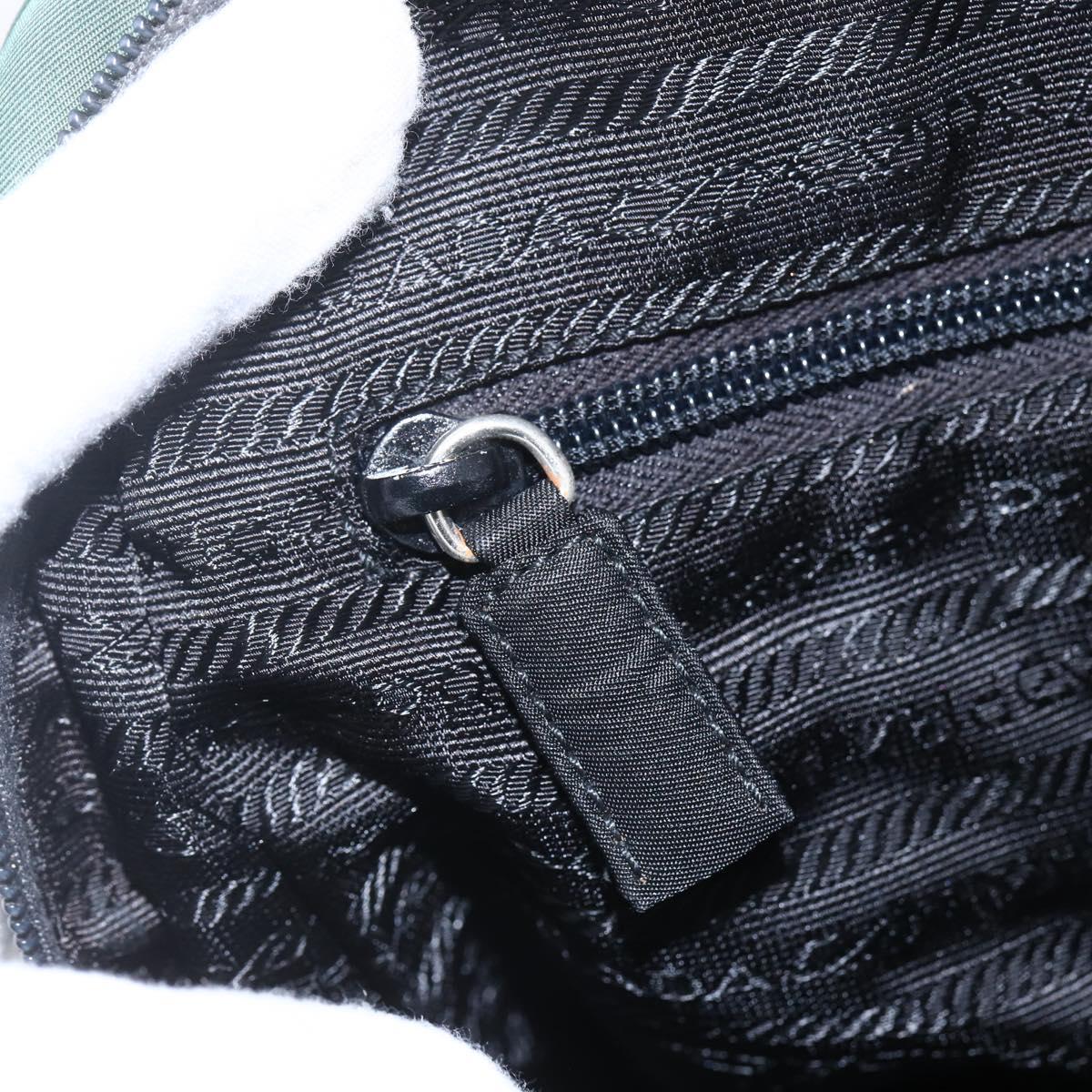 PRADA Hand Bag Nylon Green Silver Auth 154193