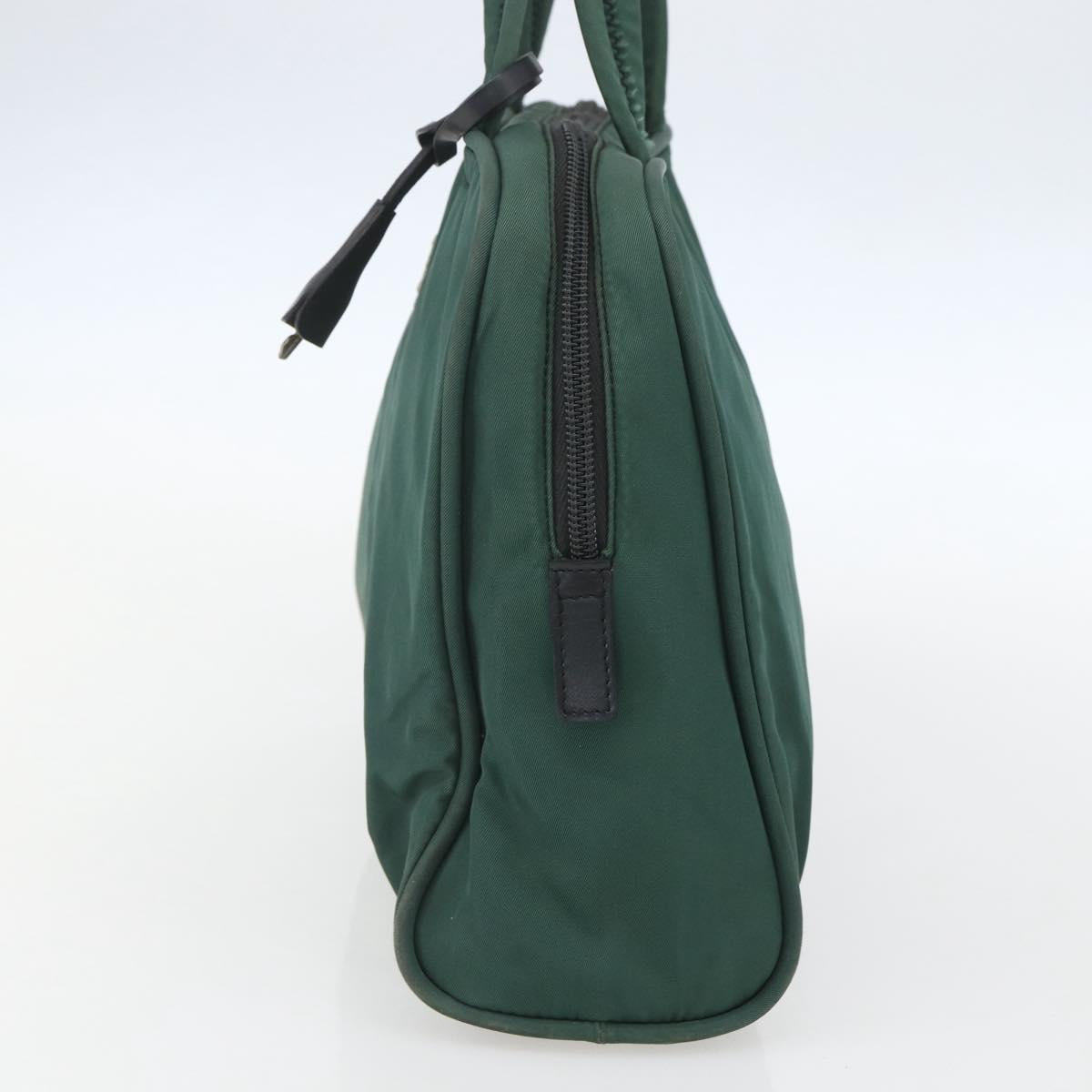 PRADA Hand Bag Nylon Green Silver Auth 154193