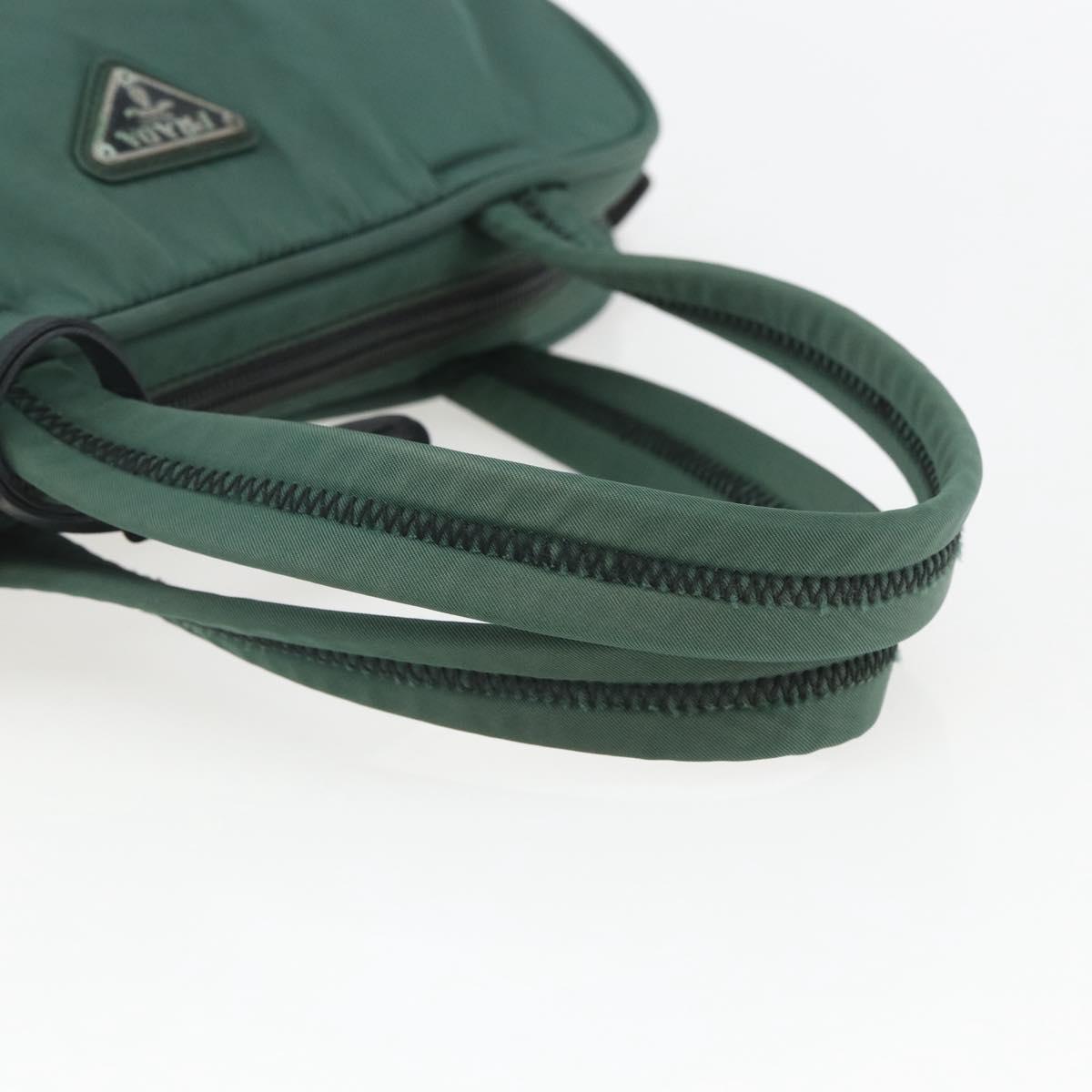 PRADA Hand Bag Nylon Green Silver Auth 154193