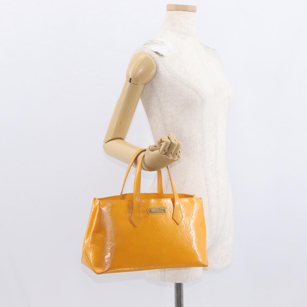 LOUIS VUITTON Monogram Vernis Wilshire PM Bag Jaune Passion M91725 Auth 154194