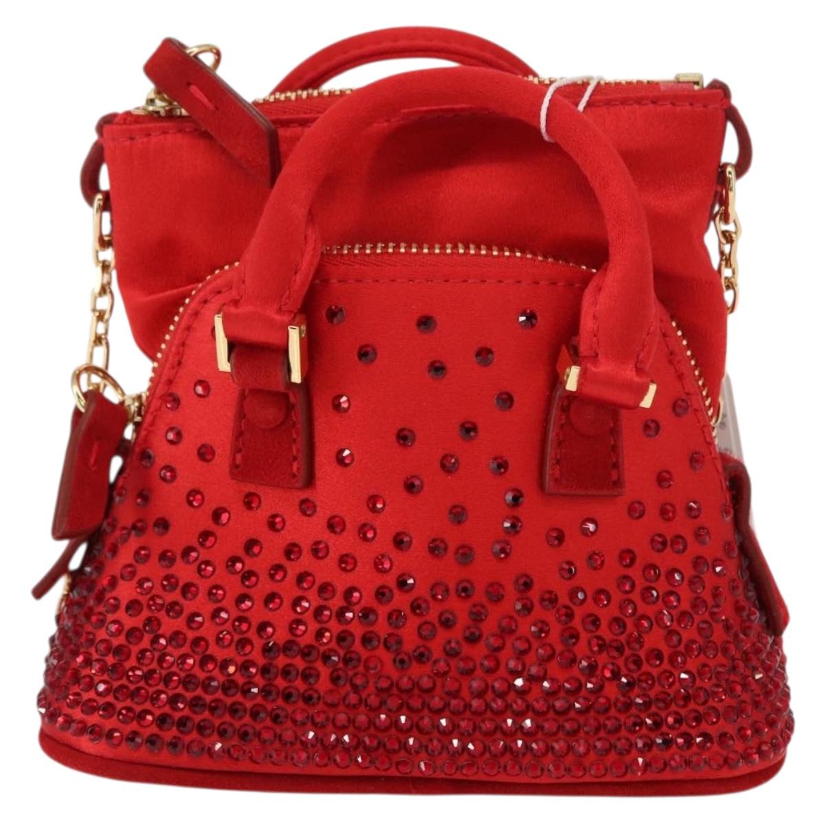 Maison Margiela 5AC Shoulder Bag Satin Red Gold Auth 154203M
