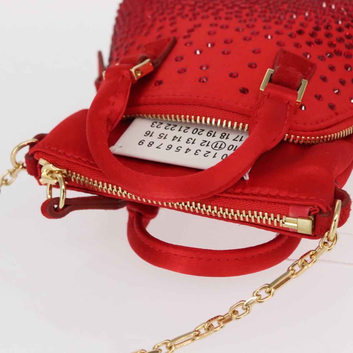 Maison Margiela 5AC Shoulder Bag Satin Red Gold Auth 154203M