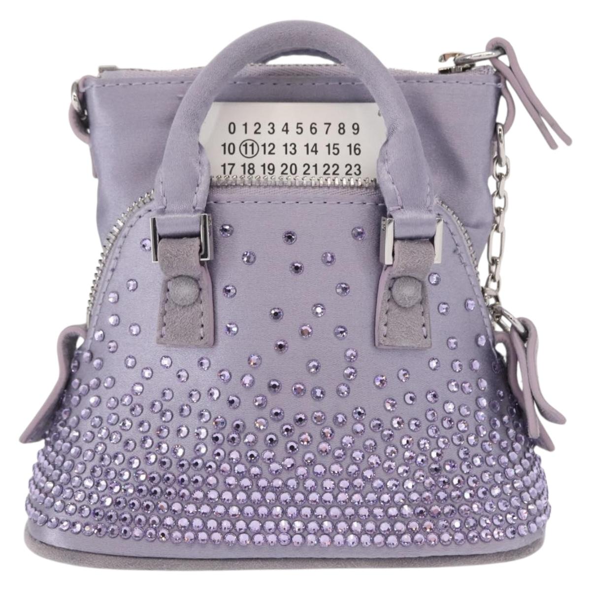 Maison Margiela 5AC Shoulder Bag Satin Purple Silver Auth 154204M