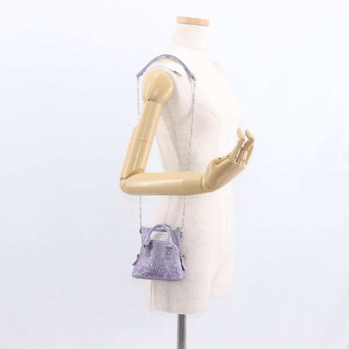 Maison Margiela 5AC Shoulder Bag Satin Purple Silver Auth 154204M