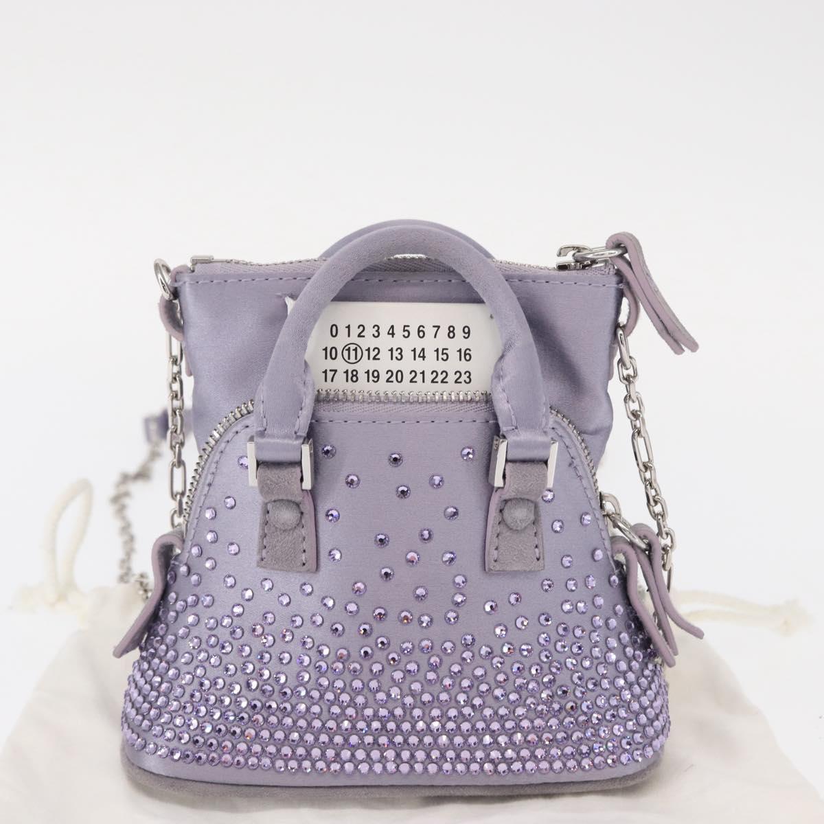 Maison Margiela 5AC Shoulder Bag Satin Purple Silver Auth 154204M