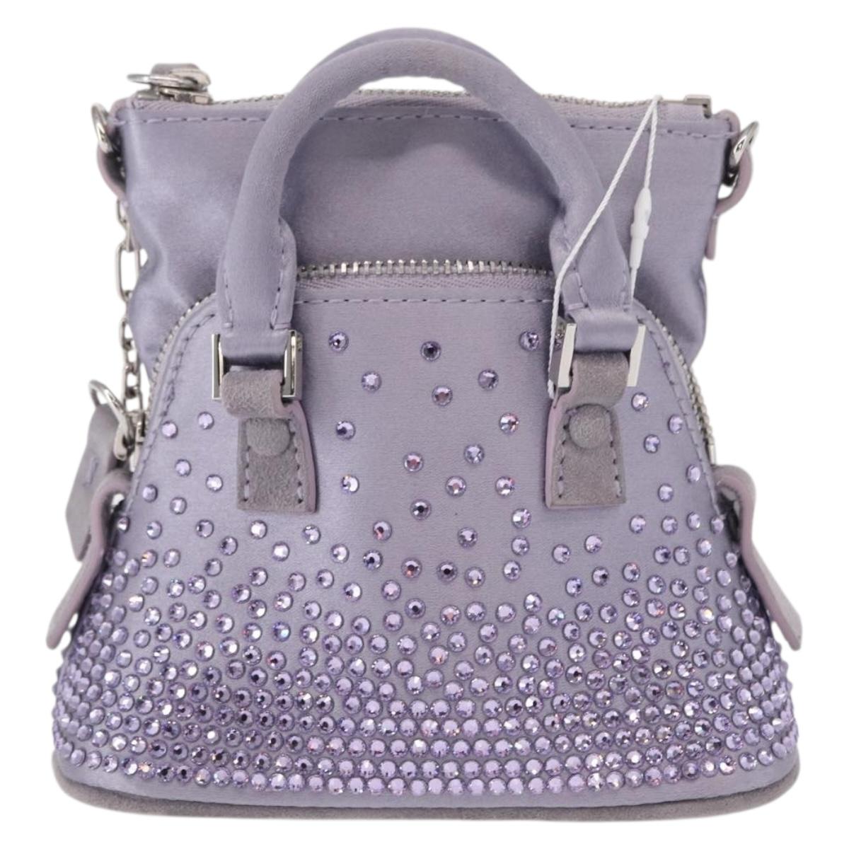 Maison Margiela 5AC Shoulder Bag Satin Purple Silver Auth 154204M