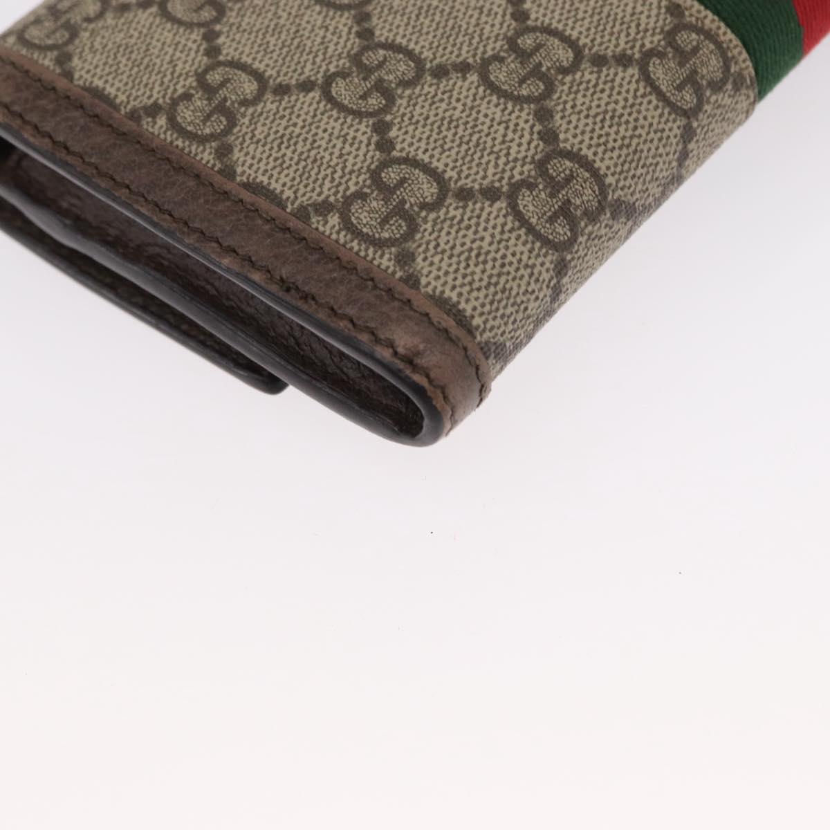 GUCCI GG Supreme Web Sherry Line Long Wallet PVC Beige Red 523153 Auth 154216