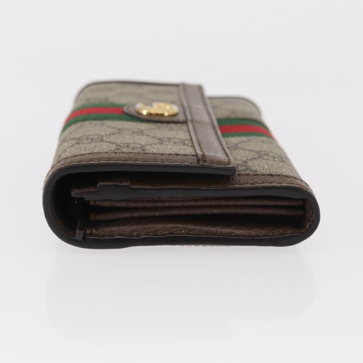 GUCCI GG Supreme Web Sherry Line Long Wallet PVC Beige Red 523153 Auth 154216