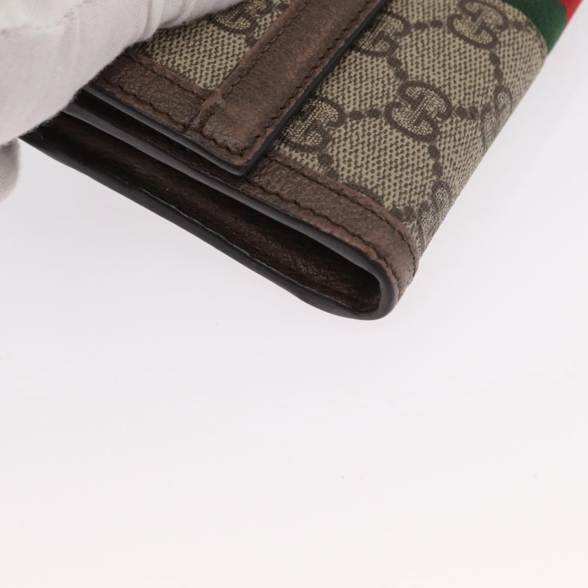 GUCCI GG Supreme Web Sherry Line Long Wallet PVC Beige Red 523153 Auth 154216