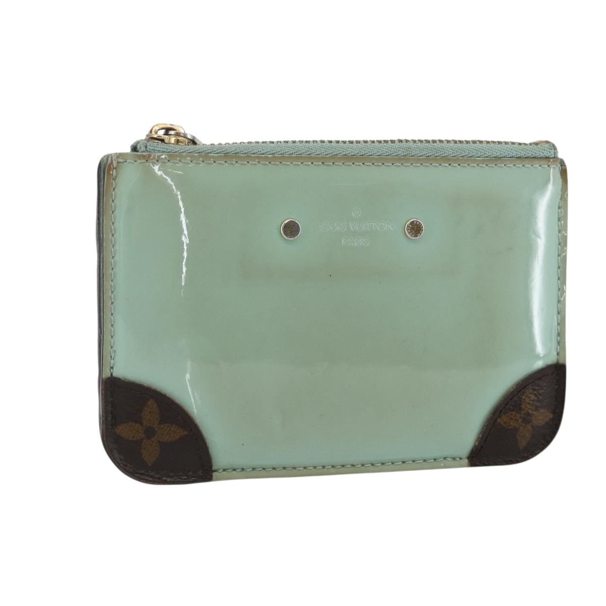 LOUIS VUITTON Vernis Miroir Pochette Cles Purse Mint Green M63854 LV Auth 154221