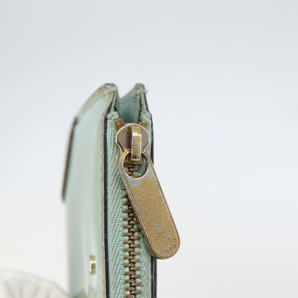 LOUIS VUITTON Vernis Miroir Pochette Cles Purse Mint Green M63854 LV Auth 154221
