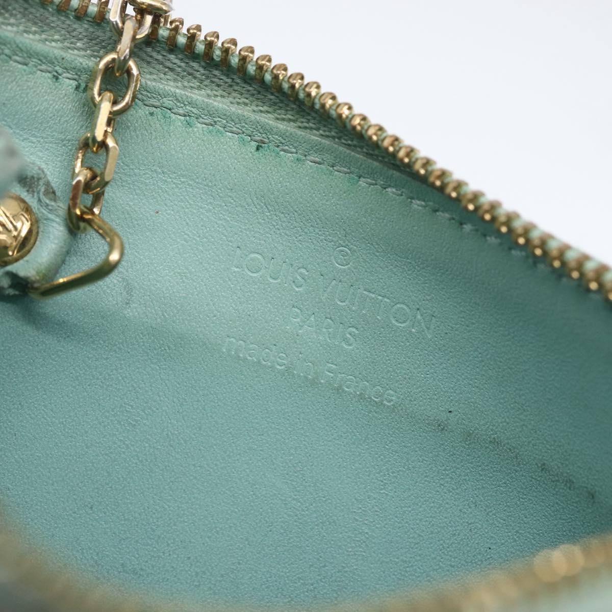LOUIS VUITTON Vernis Miroir Pochette Cles Purse Mint Green M63854 LV Auth 154221