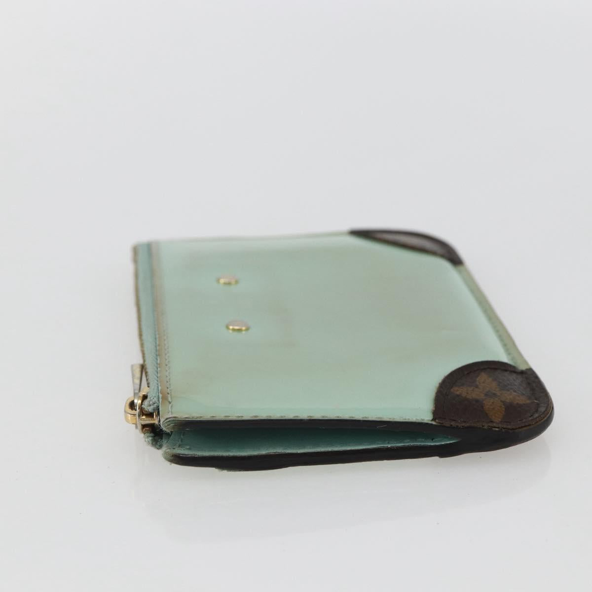 LOUIS VUITTON Vernis Miroir Pochette Cles Purse Mint Green M63854 LV Auth 154221