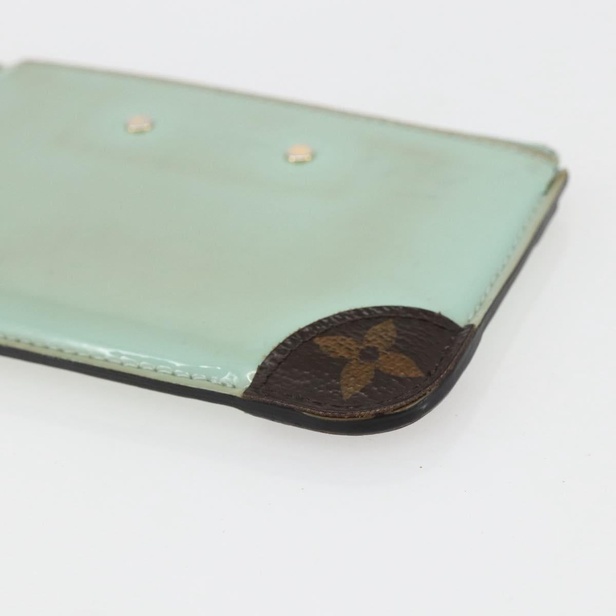 LOUIS VUITTON Vernis Miroir Pochette Cles Purse Mint Green M63854 LV Auth 154221