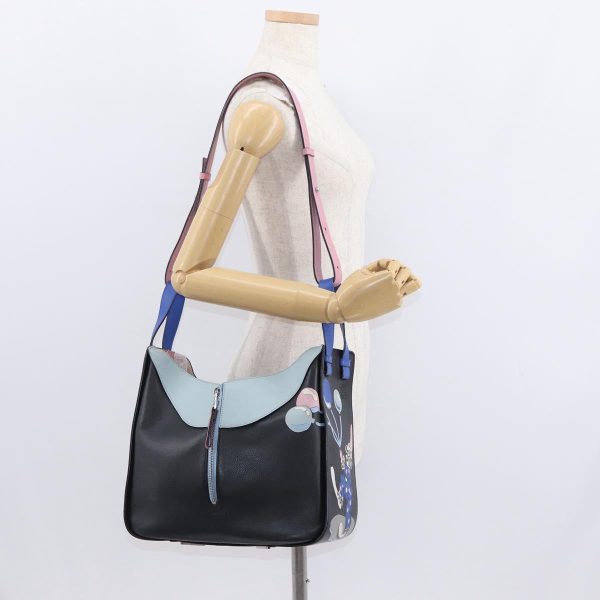 LOEWE Hammock Bag Leather Loewe x Paula's Ibiza Black Silver Auth 154224SM