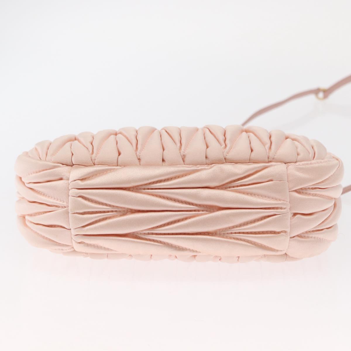Miu Miu Matelasse Wonder Hand Bag Satin Pink Gold 5BC125 Auth 154226SM